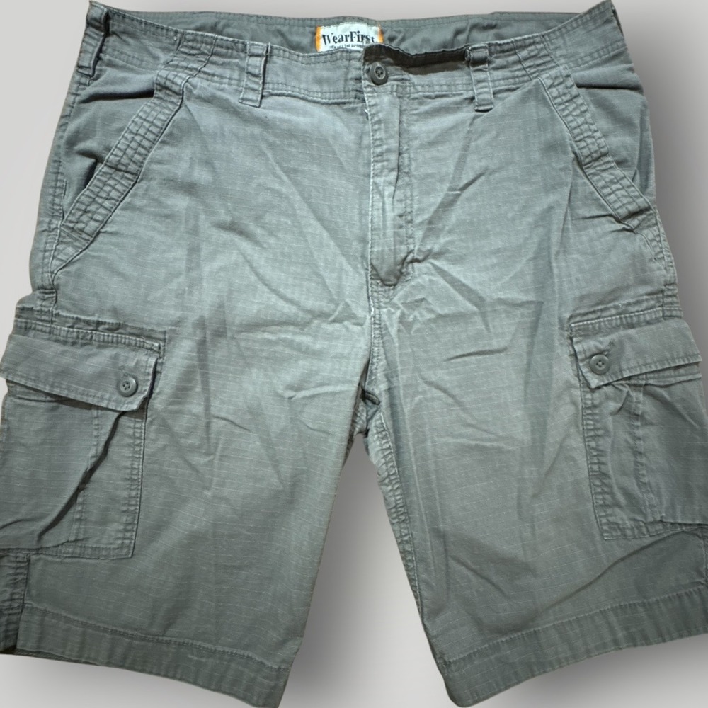 WearFirst Cargo Shorts Mens 36 (measures 38) Light Gray Tactical Ripstop Utility
